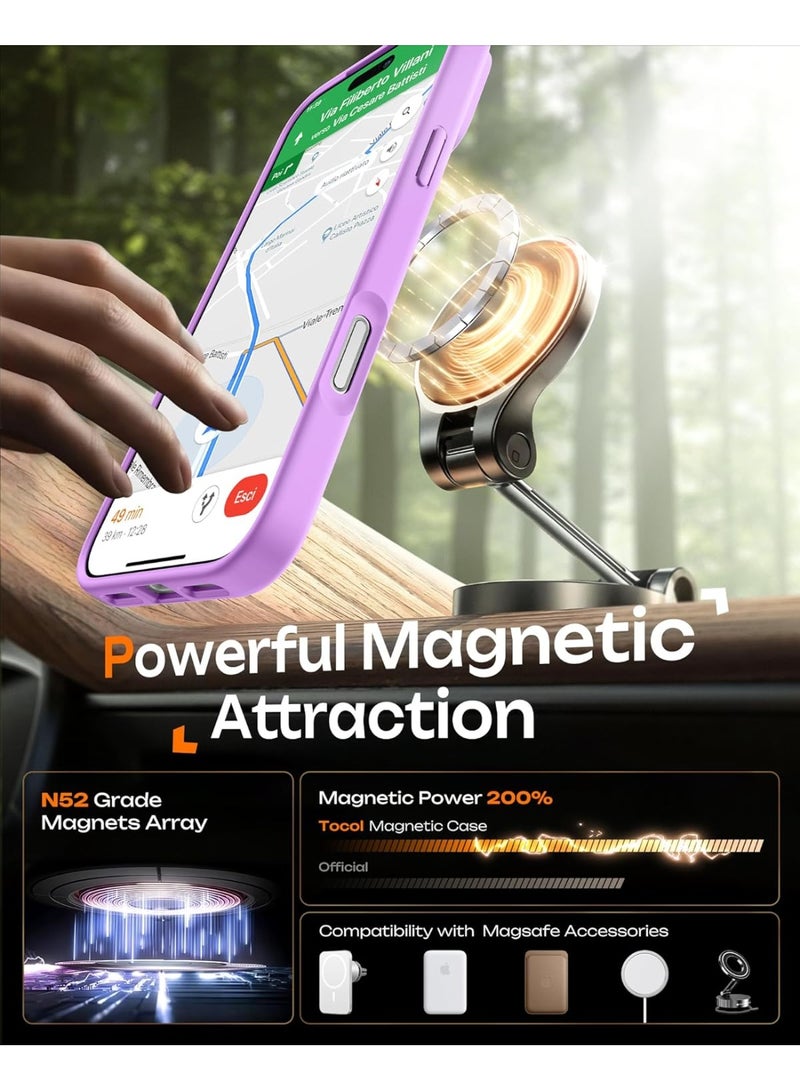 ACLIX Magnetic Case for iPhone 17 Pro Max, Compatible with MagSafe, Matte Plating Luxury Cover, Soft TPU Shockproof Protective Phone Case | Light Purple - Image 4