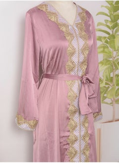 إسكدنيا إمرأة مسلمة Abaya مساء ثوب متألق حجر الراين ثوب زخرفيّة , حزام سير , ثوب قرنفل عميق  - Image 2