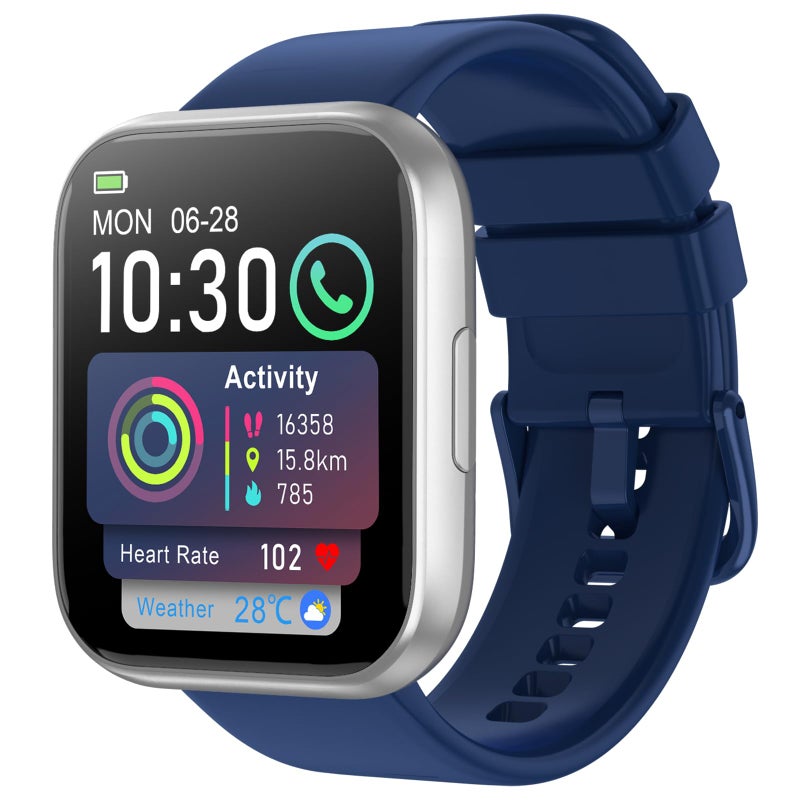 QONBINK Smart Watch for Men Women, 1.85" HD Smart Watch with Bluetooth Calls, 120+ Sport Modes Fitness Watch, Fitness Tracker 24/7 Heart Rate/Sleep Monitor, IP68 Waterproof, iOS Android Compatible (Blue) - Image 1