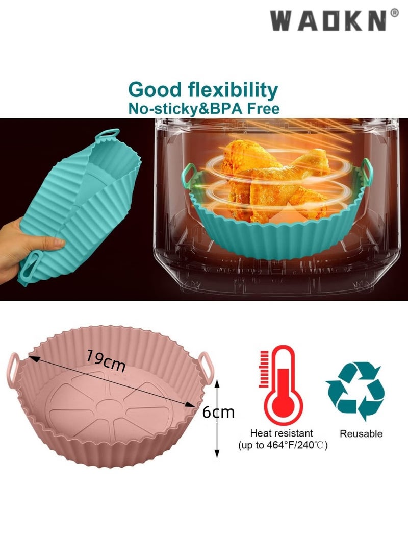 دبليو أيه أو كي أن 2 قطع الهواء المقلاة سيليكون وعاء بطانات الغذاء آمنة غير عصا الهواء المقلاة سلة الملحقات قابلة لإعادة الاستخدام استبدال قابل للاشتعال شهادة جامعية بطانة ورقة دائرية ثلاثية الأبعاد صينية الخبز الوسادة - Image 2
