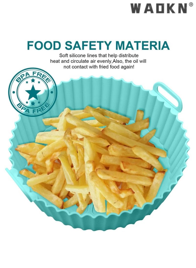 دبليو أيه أو كي أن 2 قطع الهواء المقلاة سيليكون وعاء بطانات الغذاء آمنة غير عصا الهواء المقلاة سلة الملحقات قابلة لإعادة الاستخدام استبدال قابل للاشتعال شهادة جامعية بطانة ورقة دائرية ثلاثية الأبعاد صينية الخبز الوسادة - Image 4