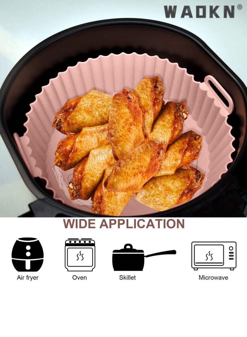 دبليو أيه أو كي أن 2 قطع الهواء المقلاة سيليكون وعاء بطانات الغذاء آمنة غير عصا الهواء المقلاة سلة الملحقات قابلة لإعادة الاستخدام استبدال قابل للاشتعال شهادة جامعية بطانة ورقة دائرية ثلاثية الأبعاد صينية الخبز الوسادة - Image 3