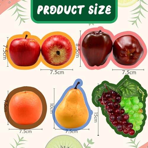 Ikosora 8 Pcs Fake Fruit Pack, Artificial Fruit Set for Decoration Home, Simulation Fruit Props for Party Decoration Kitchen Dining Table Display, Lifelike Faux Fruits Apple Grape Orange Pear - Image 2