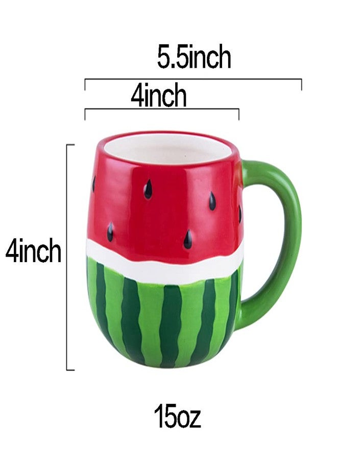 123Arts Coffee Mug,Watermelon Fruit Shape Ceramic Coffe Mug Teacup Milk Cup Oatmeal Cup - Image 2