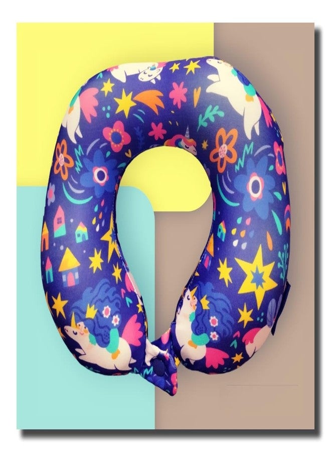 TEMSON Luxurious Portable Travel Pillow - Soft Fabric Neck Pillow Travel for Men, Women & Kids, Neck Travel Pillow for Air Travel, Flight Pillow for Neck Support (Unicorn) - Image 2