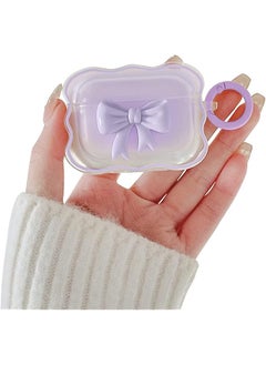 Soft Clear Tpu Case For Airpods 3 2021 Purple Colorful Bow Keychain Cover Cute 3D Bow Design Cover Clear Protective Case Shockproof Case Cute Protective Cover For Girls Woman Airpods 3