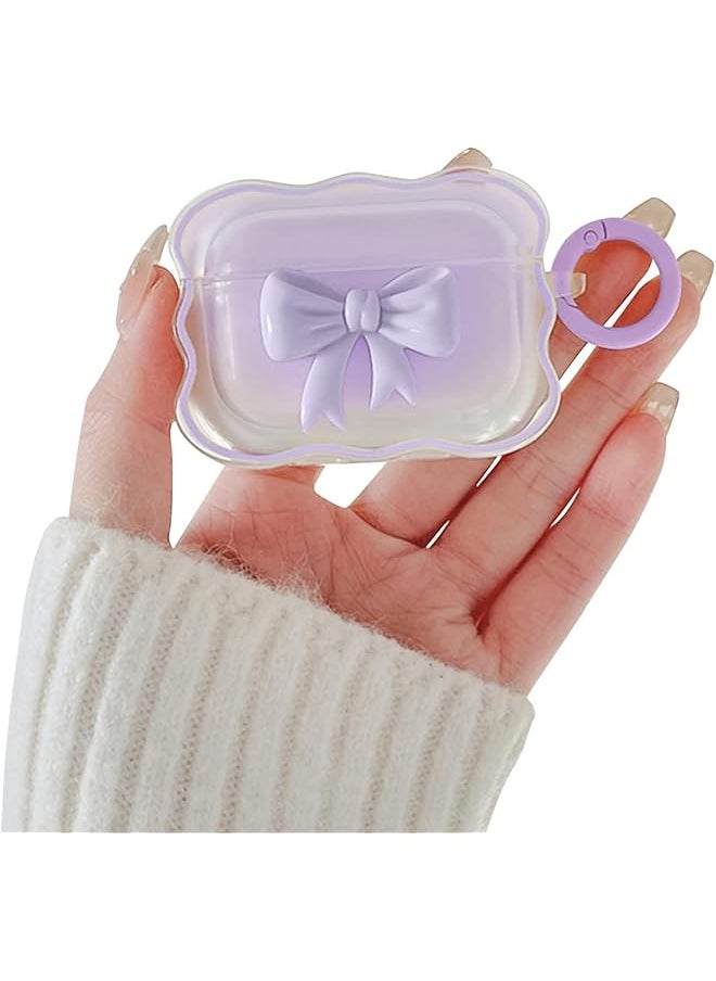 erorex - Soft Clear Tpu Case For Airpods 3 2021 Purple Colorful Bow Keychain Cover Cute 3D Bow Design Cover Clear Protective Case Shockproof Case Cute Protective Cover For Girls Woman Airpods 3 - Image 1