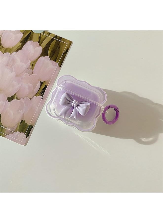 erorex - Soft Clear Tpu Case For Airpods 3 2021 Purple Colorful Bow Keychain Cover Cute 3D Bow Design Cover Clear Protective Case Shockproof Case Cute Protective Cover For Girls Woman Airpods 3 - Image 1