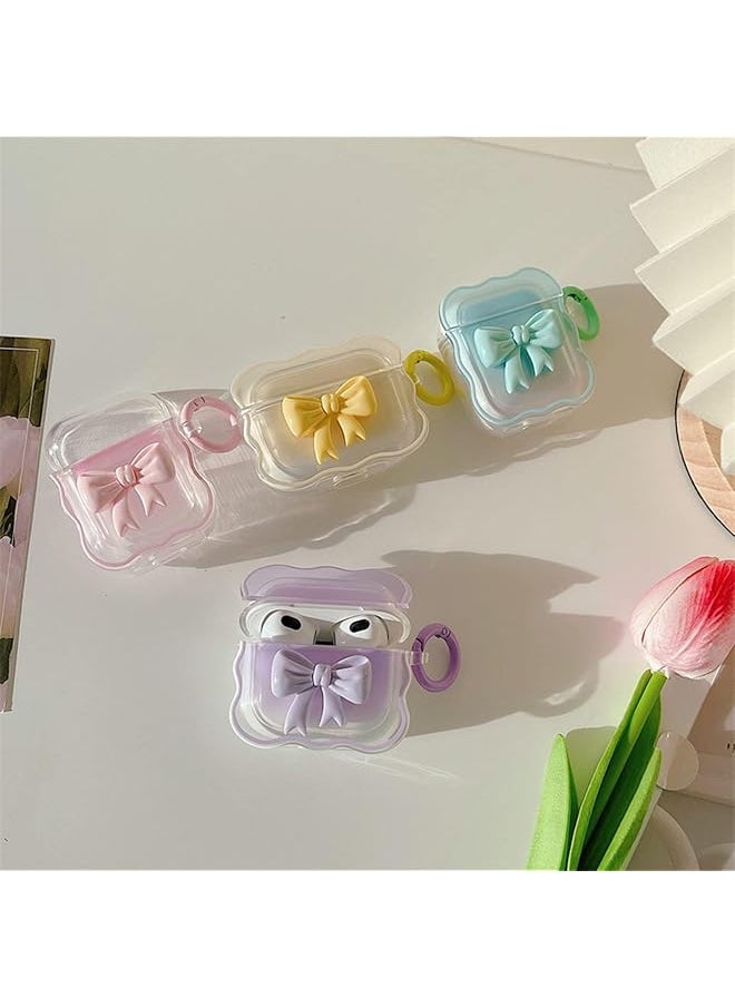 erorex - Soft Clear Tpu Case For Airpods 3 2021 Purple Colorful Bow Keychain Cover Cute 3D Bow Design Cover Clear Protective Case Shockproof Case Cute Protective Cover For Girls Woman Airpods 3 - Image 1
