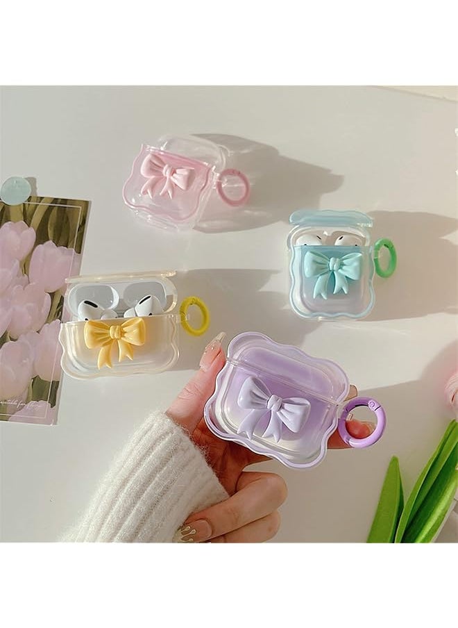 erorex - Soft Clear Tpu Case For Airpods 3 2021 Purple Colorful Bow Keychain Cover Cute 3D Bow Design Cover Clear Protective Case Shockproof Case Cute Protective Cover For Girls Woman Airpods 3 - Image 1