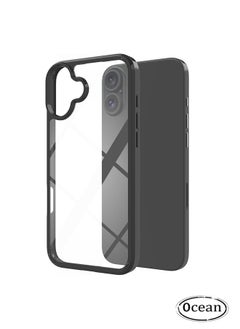 متوافق مع iPhone 16 غلاف شفاف غلاف قوي رقيق رقيق مرن مقاومة الخدش الحماية ضد السقوط الحماية من الصدمات iPhone 16 Anti-slip Back Accessory الهاتف المحمول، Black/Clear