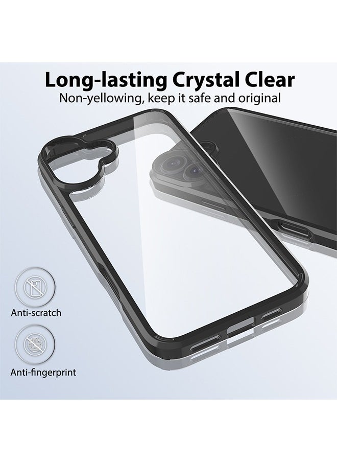 أوشن - متوافق مع iPhone 16 غلاف شفاف غلاف قوي رقيق رقيق مرن مقاومة الخدش الحماية ضد السقوط الحماية من الصدمات iPhone 16 Anti-slip Back Accessory الهاتف المحمول، Black/Clear - Image 1