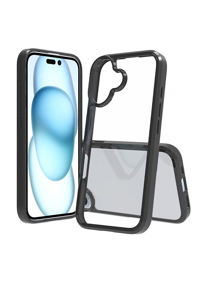 أوشن - متوافق مع iPhone 16 غلاف شفاف غلاف قوي رقيق رقيق مرن مقاومة الخدش الحماية ضد السقوط الحماية من الصدمات iPhone 16 Anti-slip Back Accessory الهاتف المحمول، Black/Clear - Image 1