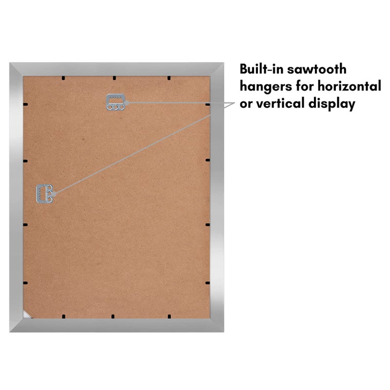 Americanflat 11x14 Picture Frame with Shatter-Resistant Glass - Use as 8x10 Frame with Mat or Display 11x14 Photo Without Mat - Signature Collection - Picture Frames for Wall Display - Silver - Image 5