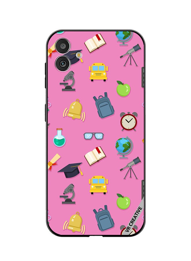 VR CREATIVE Protective Case Cover For Samsung Galaxy M13 5G Vector Seamless Pattern Of School Color Icons On Pink Design Multicolour - Image 1