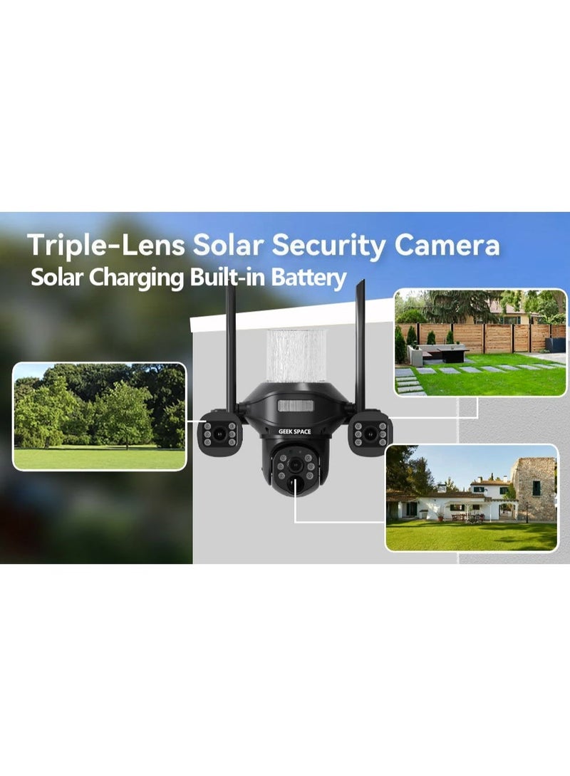 GEEK SPACE 3-Lens Solar Security Camera 4G & WiFi Outdoor PTZ 360° Wireless IP Surveillance Camera with AI Human Motion Detection, Full Color Night Vision, Two-Way Audio, Waterproof, Remote Monitoring, SD Card Recording for Home, Farm & Business - Image 4