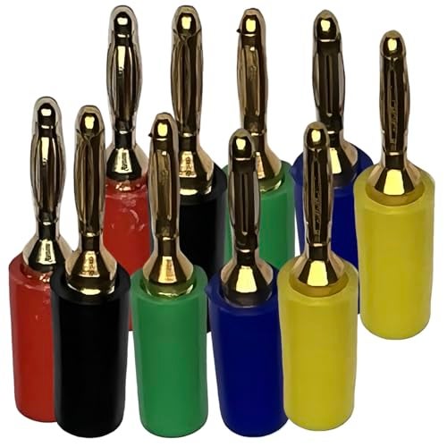 CESS 5-Colors 2mm Mini Banana Male Plug Jack Cable Connector (10 Pack) - Image 1