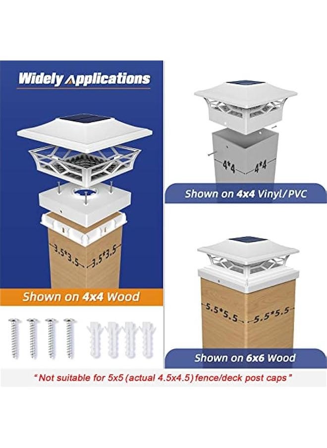 Generic 4x4 Post Solar Lights,4 Pack 2-Modes Bright Solar Post Cap Lights Auto On Off,Outdoor Waterproof Garden Patio Fence Deck Patio Decor for Fence Deck Post Caps 4x4 6x6 Wood,4x4 Vinyl  - Image 2