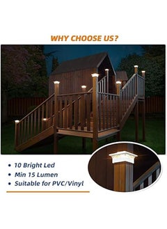 Generic 4x4 Post Solar Lights,4 Pack 2-Modes Bright Solar Post Cap Lights Auto On Off,Outdoor Waterproof Garden Patio Fence Deck Patio Decor for Fence Deck Post Caps 4x4 6x6 Wood,4x4 Vinyl  - Image 3