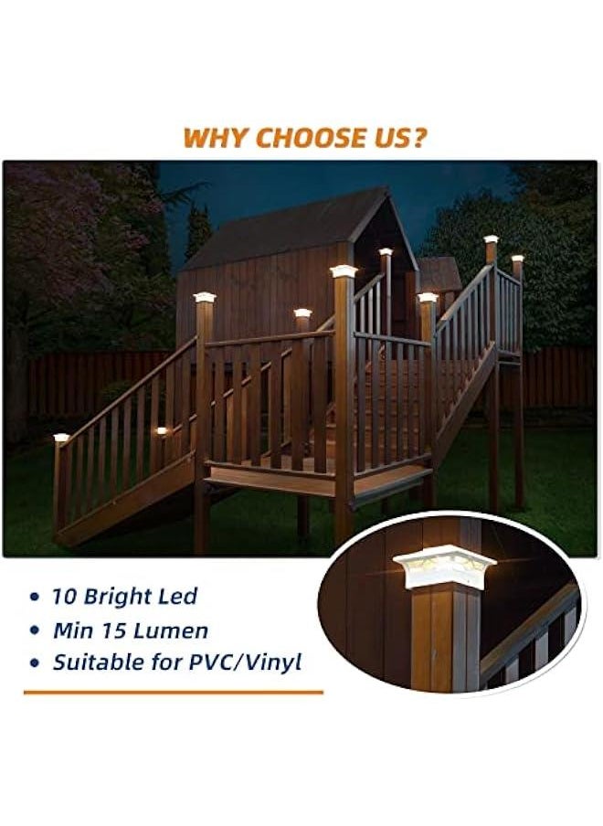 Generic 4x4 Post Solar Lights,4 Pack 2-Modes Bright Solar Post Cap Lights Auto On Off,Outdoor Waterproof Garden Patio Fence Deck Patio Decor for Fence Deck Post Caps 4x4 6x6 Wood,4x4 Vinyl  - Image 3