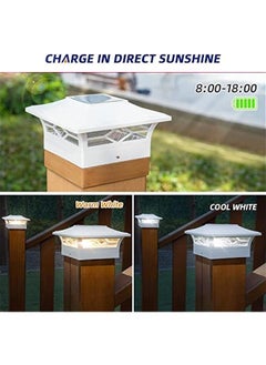 Generic 4x4 Post Solar Lights,4 Pack 2-Modes Bright Solar Post Cap Lights Auto On Off,Outdoor Waterproof Garden Patio Fence Deck Patio Decor for Fence Deck Post Caps 4x4 6x6 Wood,4x4 Vinyl  - Image 4