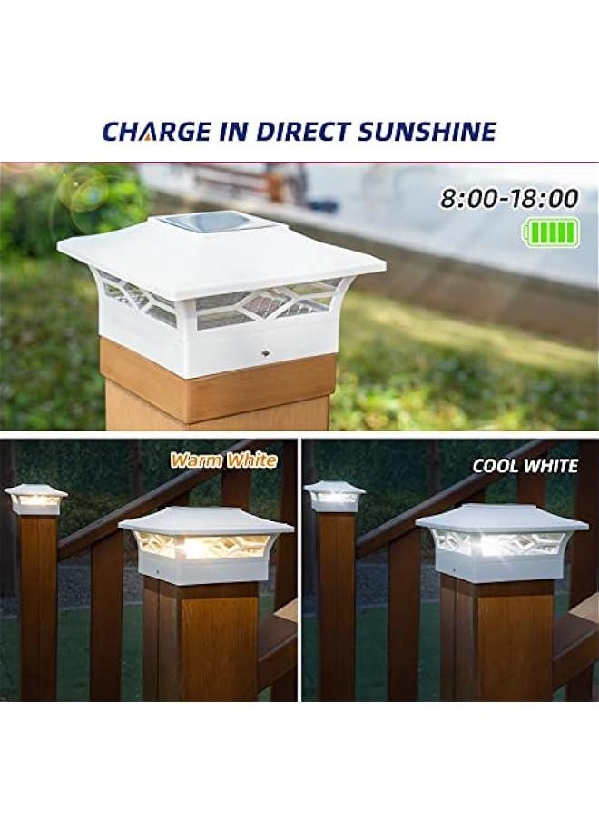 Generic 4x4 Post Solar Lights,4 Pack 2-Modes Bright Solar Post Cap Lights Auto On Off,Outdoor Waterproof Garden Patio Fence Deck Patio Decor for Fence Deck Post Caps 4x4 6x6 Wood,4x4 Vinyl  - Image 4