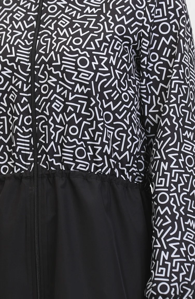 Sefa Merve  Selen Elastic Waist Hijab Swimsuit 5043-01 Black White for Women | Best Price UAE