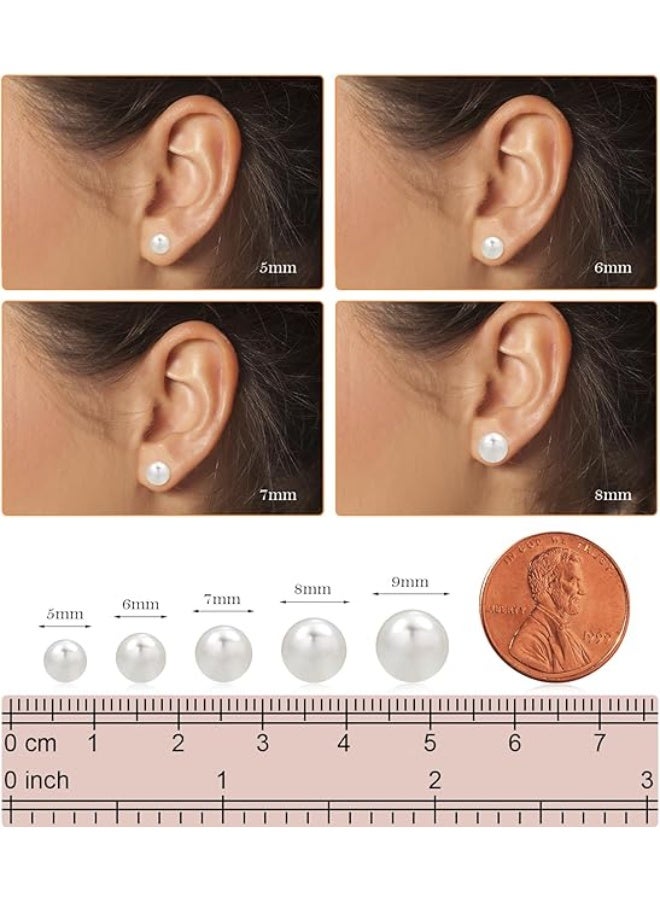 Hain 10MM Freshwater Pearl Stud Earrings for Women, Hypoallergenic 18K Gold Vermeil Earrings Studs with Genuine Round White Pearls  - Image 4