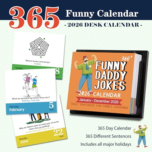 Suphigher 2026 Desk Calendar - 2026 Daily Calendar, Funny Calendars 2026 with 360+ Daily Jokes, 5.85" * 4.85", One Page a Day, Daily Joke Calendars with Interesting sentences and Vivid Pictures, Great Gift for Kids - Image 3