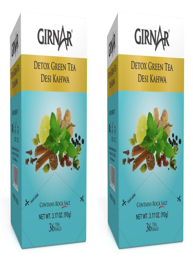 Girnar Green Tea Desi Kahwa (Detox Tea) - 36 Tea Bags X 2 Packs - Image 1