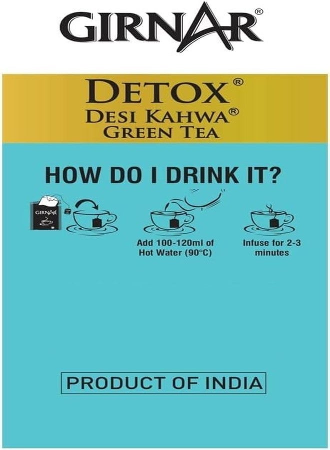 Girnar Green Tea Desi Kahwa (Detox Tea) - 36 Tea Bags X 2 Packs - Image 4