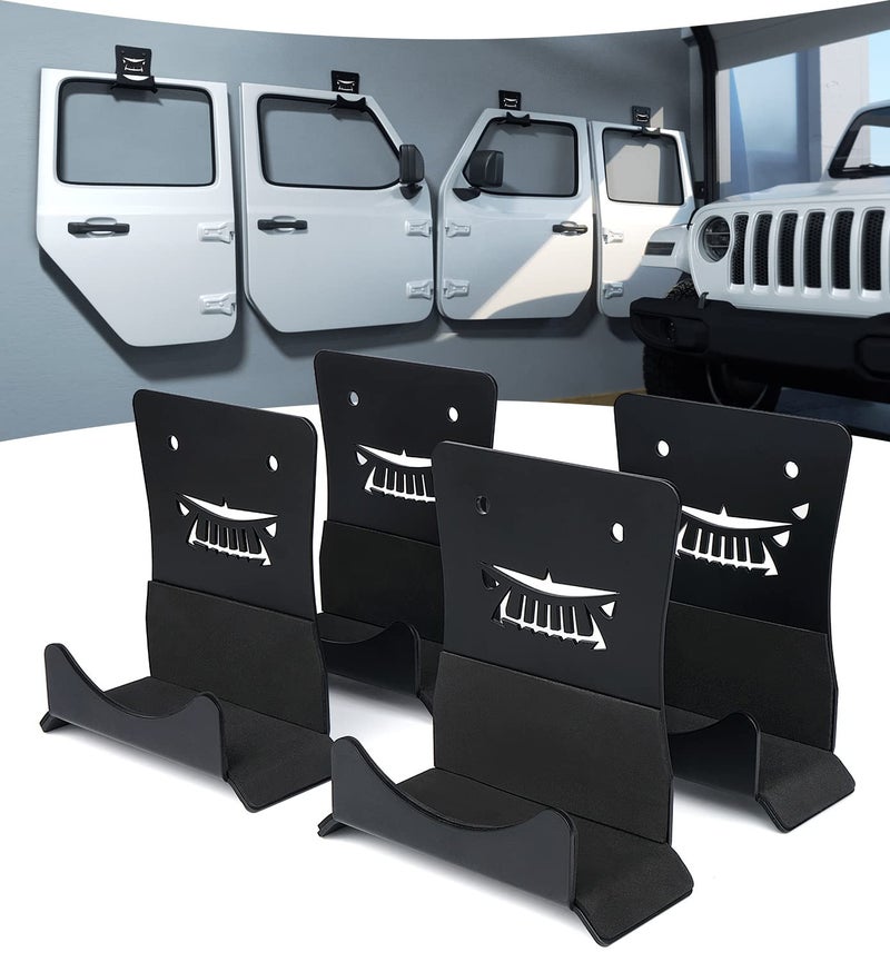 Lupar Storage Door Hangers Compatible with 19562024 Jeep Wrangler WallMounted Removable Door Storage Holder with Rubber Lining 4PACK