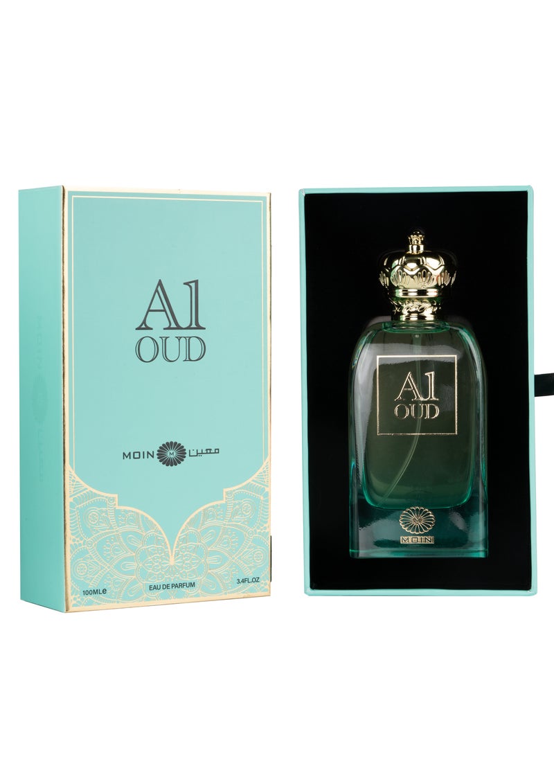 Moin A1 Oud Perfume 100ml - Luxurious Rose, Oud, Amber & Patchouli Fragrance for Men & Women - Long Lasting Woody & Floral Scent - Elegant & Sophisticated Gift Idea  - Image 1