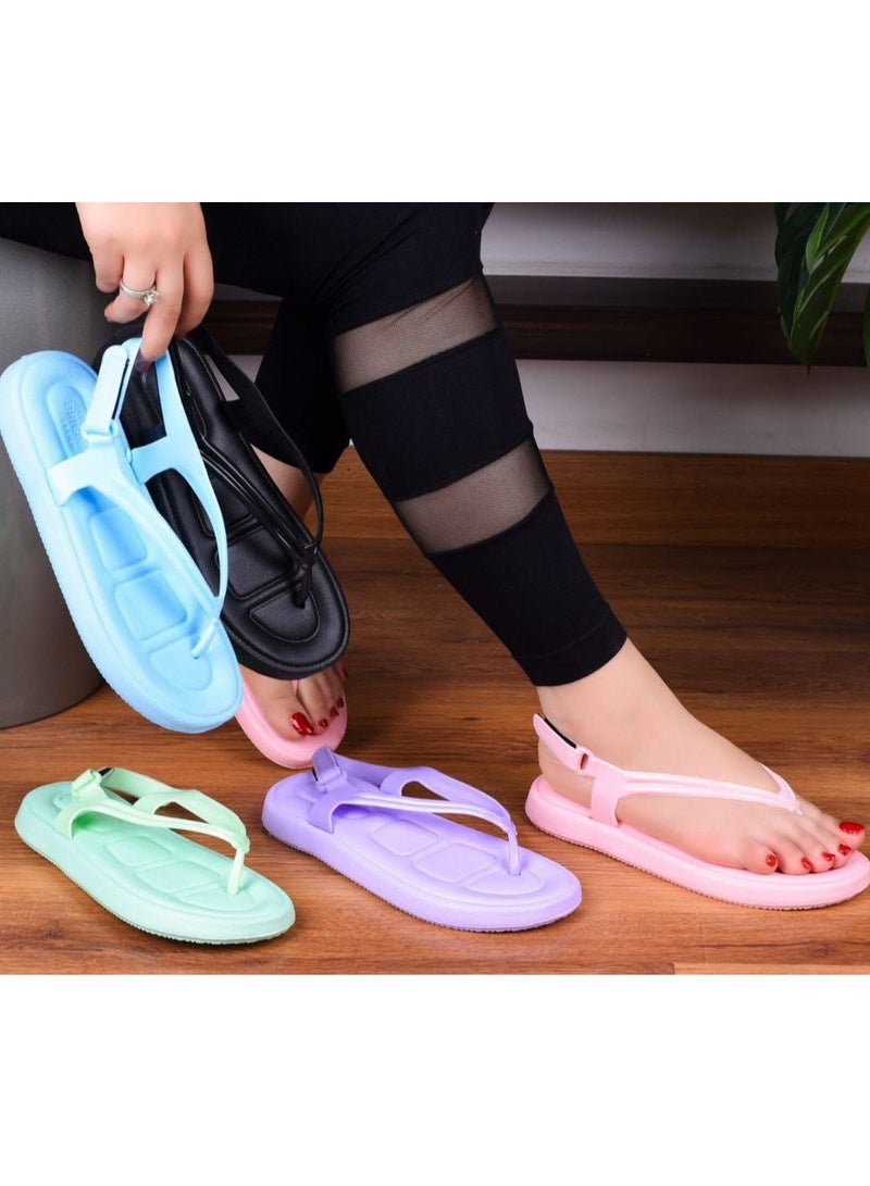 Women's rubber sandal with a comfortable flat toe, medical rose  - Image 3