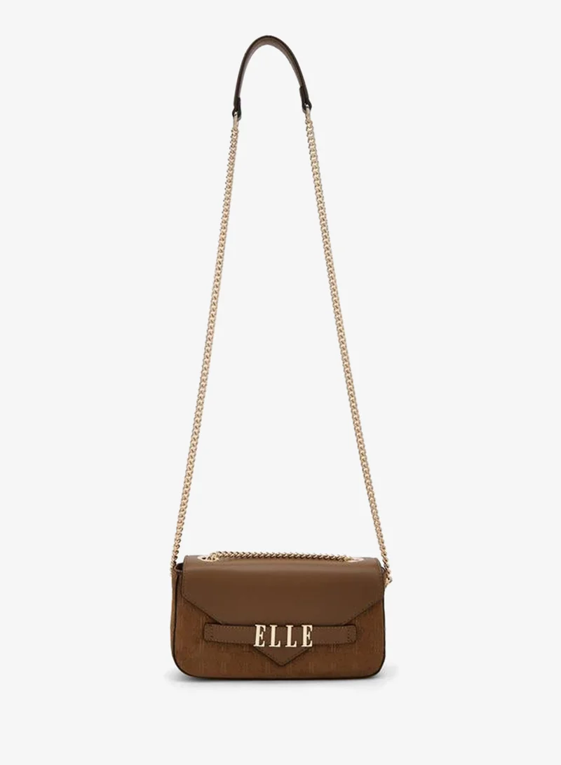 Elle Monogram Embossed Crossbody Bag With Chain Strap