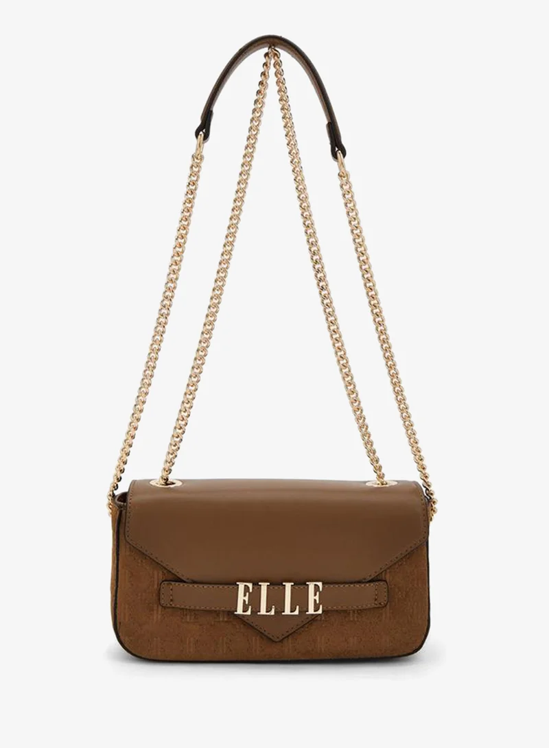 Elle Monogram Embossed Crossbody Bag With Chain Strap