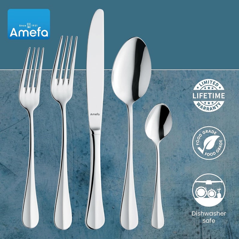 Amefa Baguette 20piece Premium 1810 Stainless Steel Flatware Set High Gloss Mirror Finish Silverware Set Service for 4 Dishwasher Safe Rust resistant Cutlery - Image 5