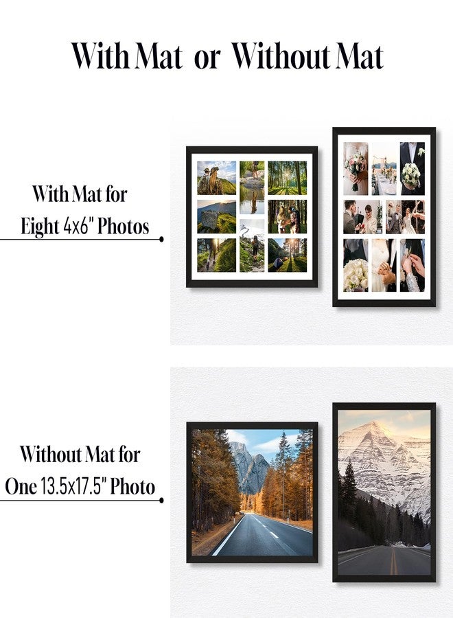 Lacopgr 4x6 Photo Collage Frame 8 Openings Wooden, 13.5x17.5 Multi Picture Frame Collage Wall Decor, Black Frame with White Mat, Solid Pine Wood - Image 3