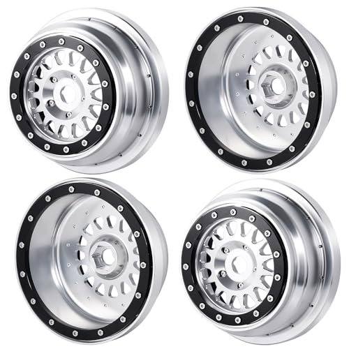 RCLIONS 16th CNC Aluminium RC Car Beadlock Wheel Rims 4PCS for 16 LOSI Super Baja Rey 20 Big Rey Upgrades Parts - Image 1