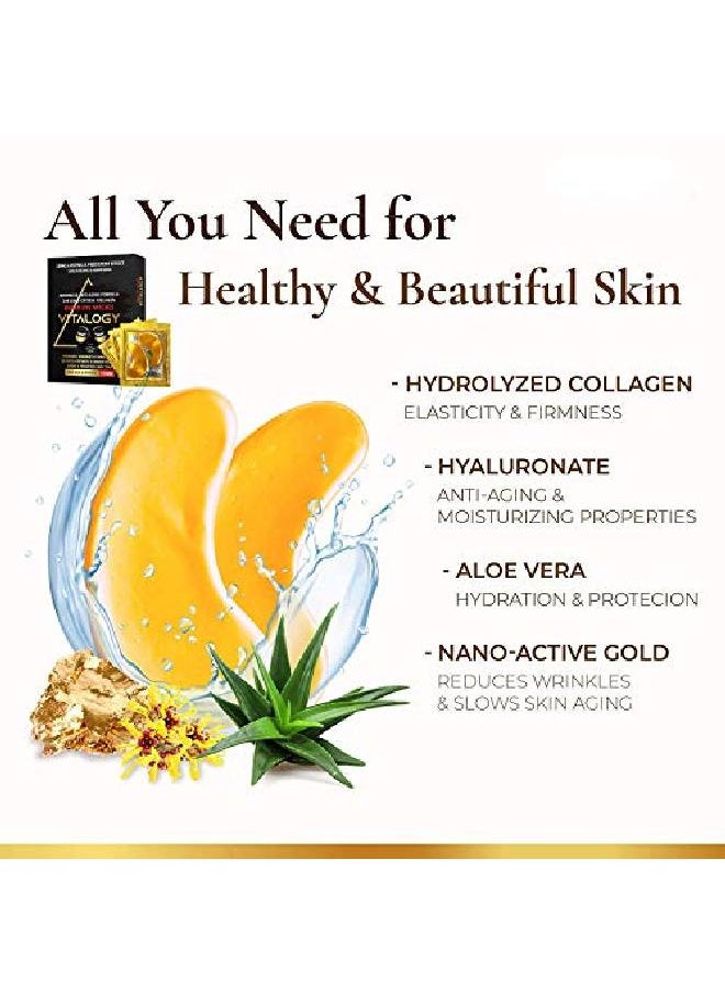 VITALOGY Under Eye Patches For Dark Circles And Wrinkles | 24K Gold Antiaging Mask Pads For Puffy Eyes Bags | Collagen Eye Mask With Natural Extracts Hyaluronic Acid (Pack Of 5 Pairs)  - Image 3