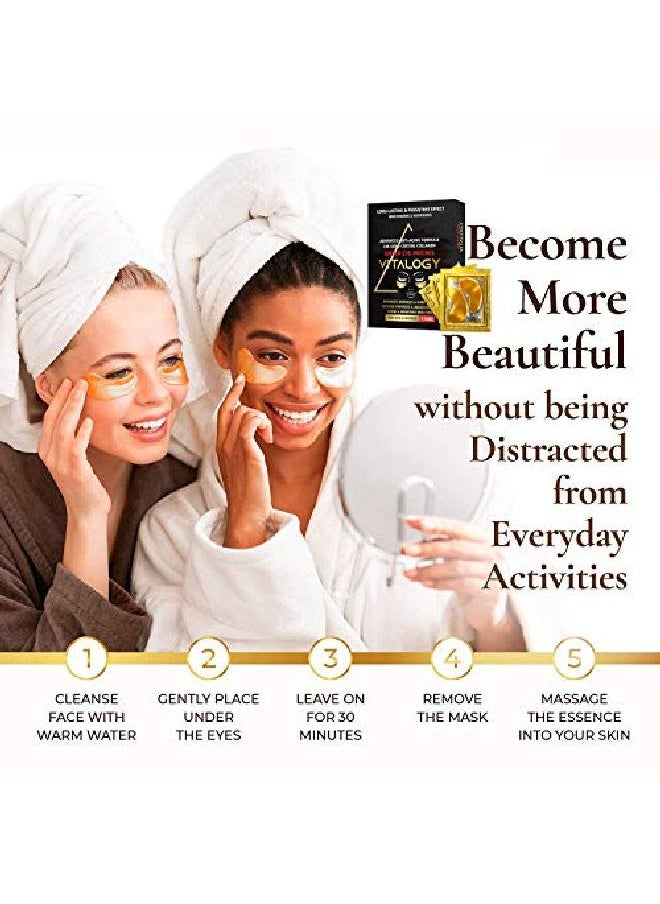 VITALOGY Under Eye Patches For Dark Circles And Wrinkles | 24K Gold Antiaging Mask Pads For Puffy Eyes Bags | Collagen Eye Mask With Natural Extracts Hyaluronic Acid (Pack Of 5 Pairs)  - Image 4