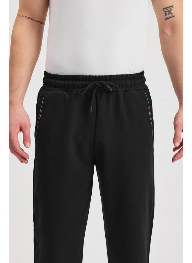 Mmetalic  Men's Black Bermuda Shorts with Side Pockets, Knee-Length, Adjustable Elastic Waist for Men | Best Price UAE