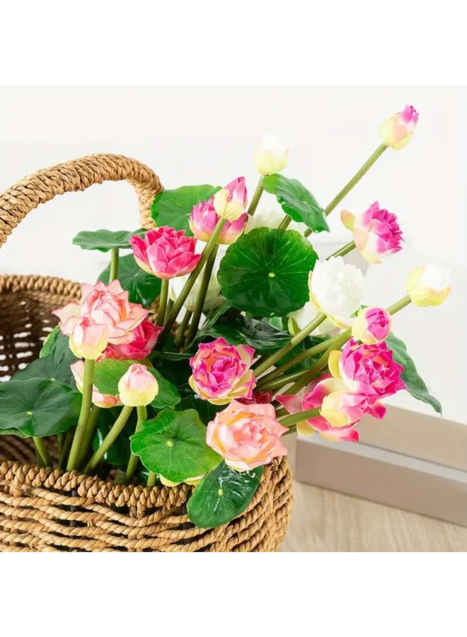 Purple Lotus Artificial Flowers 3pcs Realistic Silk Home Decor Aquarium Zen Garden - Image 5