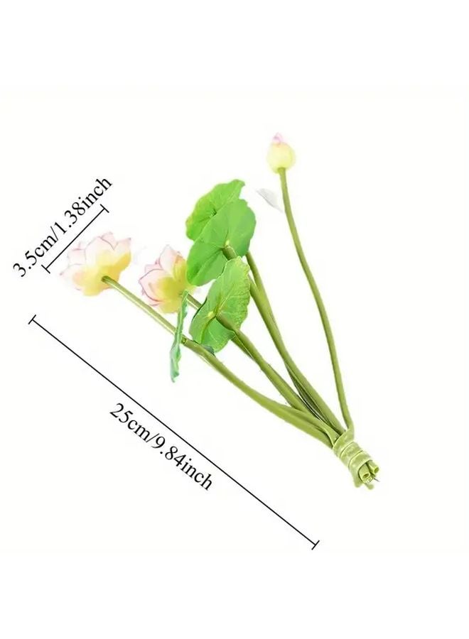 Purple Lotus Artificial Flowers 3pcs Realistic Silk Home Decor Aquarium Zen Garden - Image 3