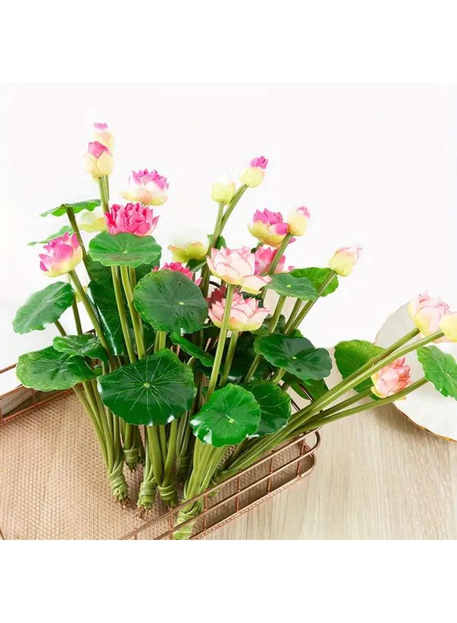 Purple Lotus Artificial Flowers 3pcs Realistic Silk Home Decor Aquarium Zen Garden - Image 2