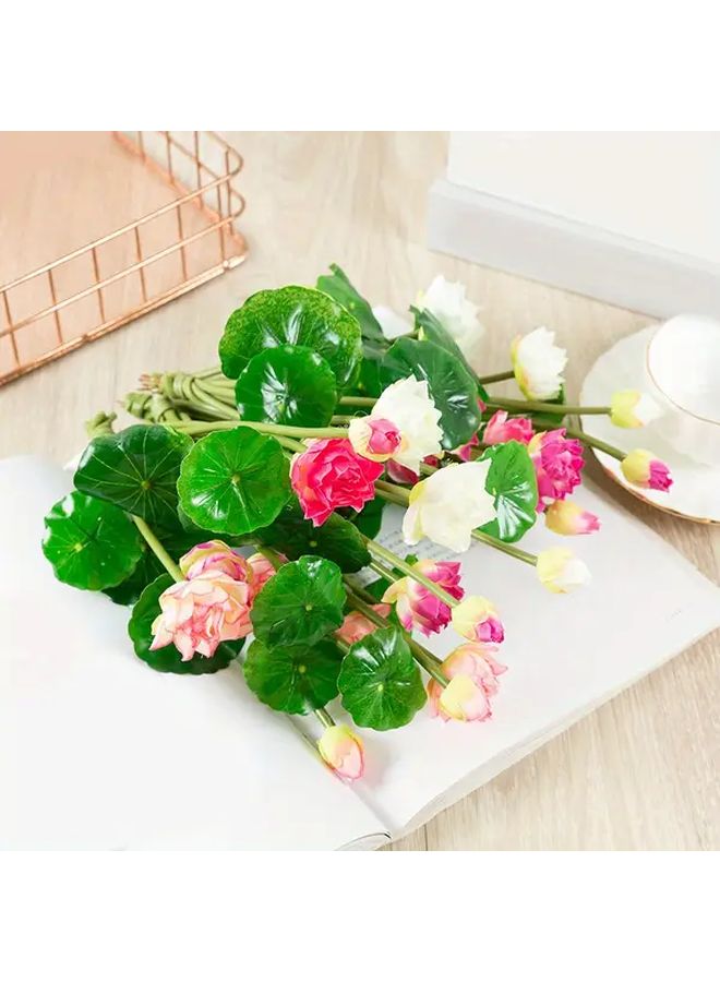 Purple Lotus Artificial Flowers 3pcs Realistic Silk Home Decor Aquarium Zen Garden - Image 4