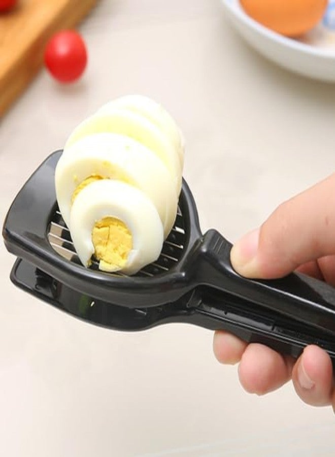 Haofy Egg Slicer, Boiled Egg Cutter, Multifunctional Handheld Kiwi Banana Strawberry Fruit Slicer, Stainless Steel Wire with 2 Cutting Faces, Home Kitchen Bar Tool - Image 2