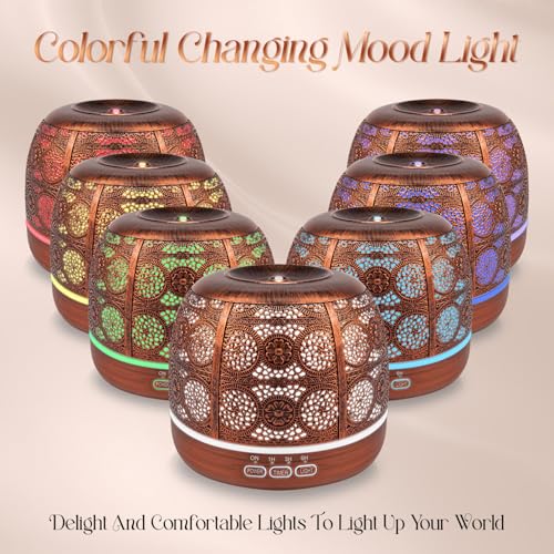 ARVIDSSON 500ml Essential Oil Diffuser Metal Diffusers for Essential Oils Aromatherapy Oil Diffuser for Large Room Color Changing Mood Light Mist Timer Setting Gift for Women - Image 5