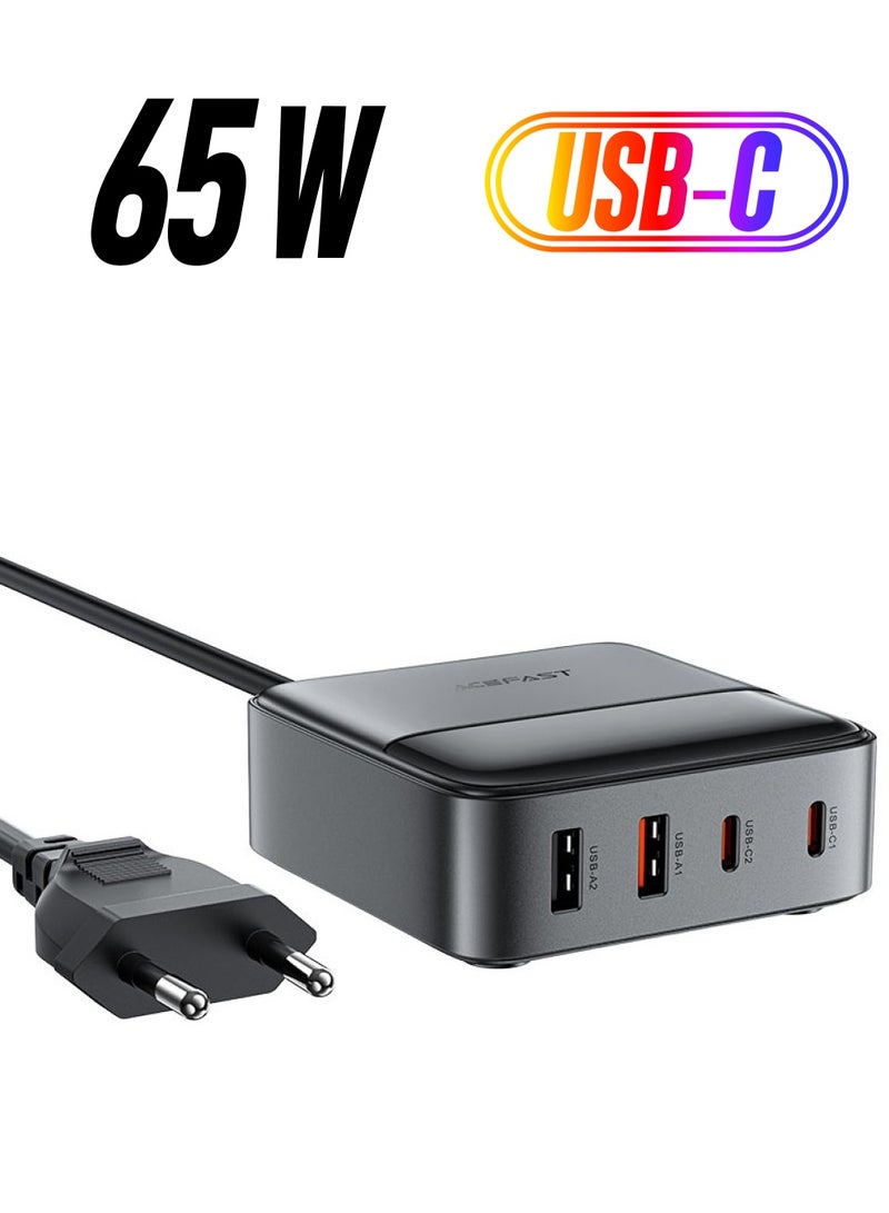 أسيفاست محطة طاقة سطح المكتب Z6 PD65W GaN (2xUSB-C+2xUSB-A) الاتحاد الأوروبي - Image 1