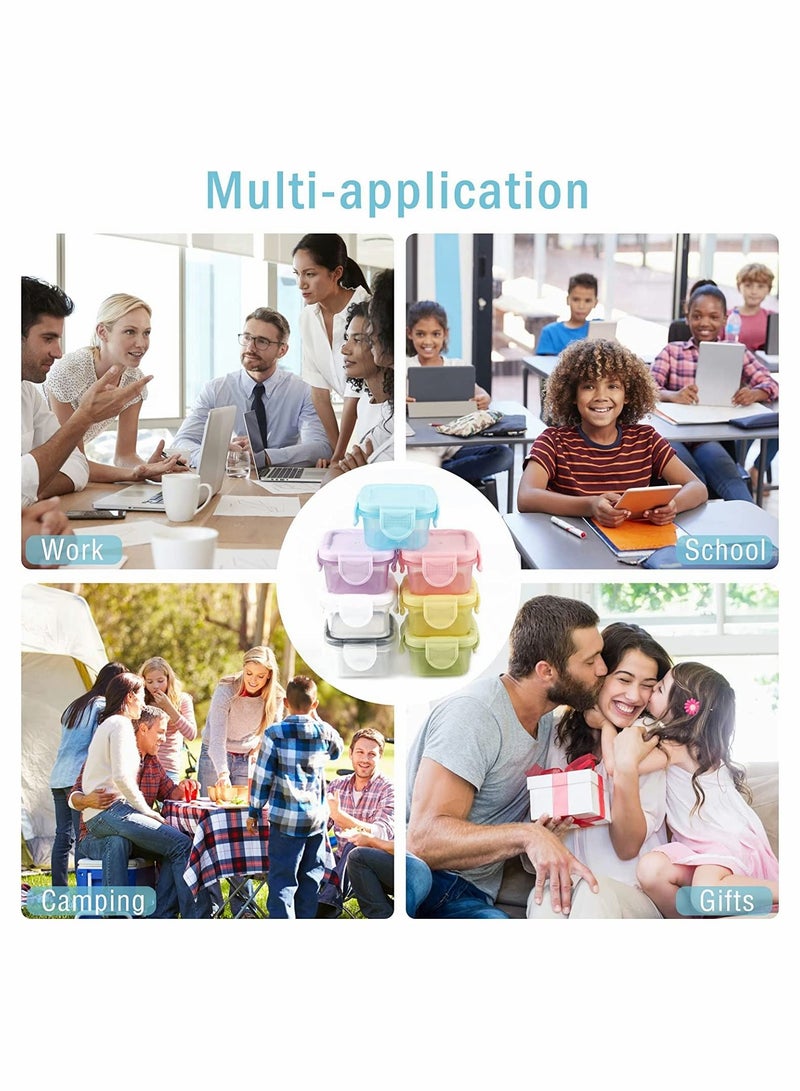 سيوسي 7 حاويات خلع الملابس مربع الغداء ، syosi 60 مل بهار حاوية صغيرة مع غطاء ، مانعة للتسرب ، سلطة خلع الملابس حاوية قابلة لإعادة الاستخدام ، ومناسبة للكبار والأطفال ، ميني علبة - Image 4